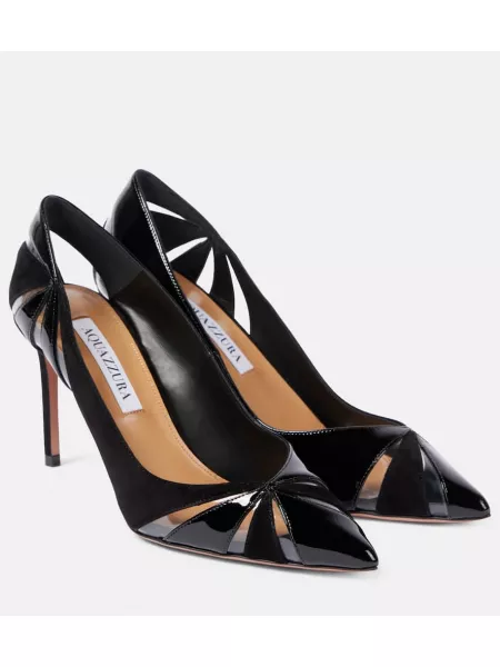 Lakk skinn ruskind pumps Aquazzura svart