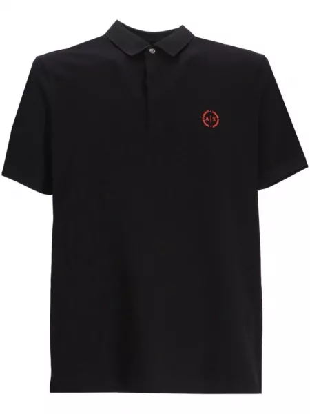 Poloshirt med broderier i bomuld Armani Exchange sort