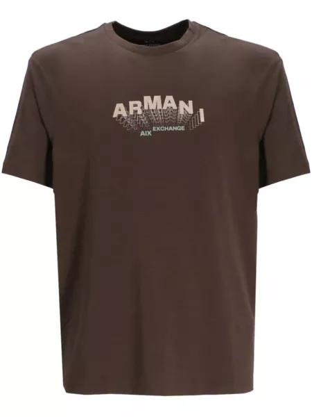 T-shirt i bomuld med print Armani Exchange brun