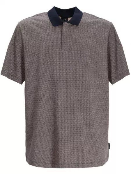 Poloshirt i bomuld med print Armani Exchange brun