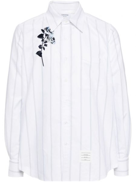 Garš krekls ar ziediem Thom Browne balts