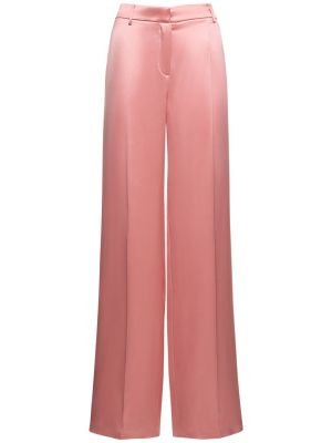 Pantalones rectos de raso de seda Magda Butrym rosa