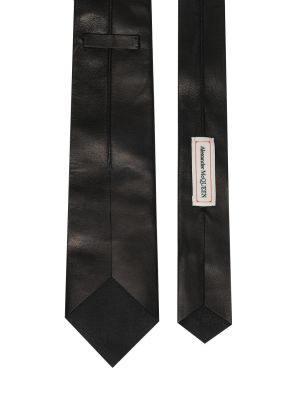 Krawat skórzany Alexander Mcqueen czarny
