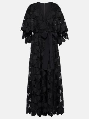 Midi obleka z v-izrezom Elie Saab črna