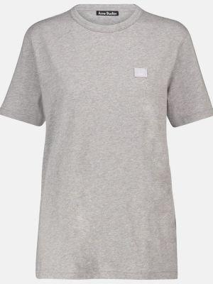Bavlnené tričko Acne Studios sivá
