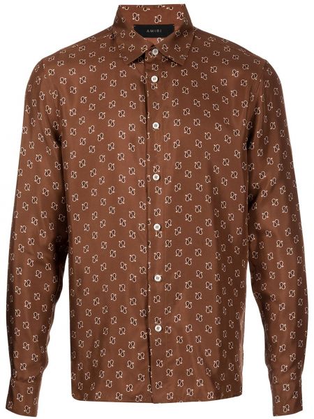 Camisa de cachemir con estampado con estampado de cachemira Amiri marrón