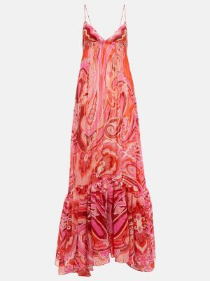 Jedwabna sukienka długa z wzorem paisley Etro