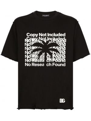Kokvilnas apgrūtināti t-krekls ar apdruku Dolce & Gabbana melns