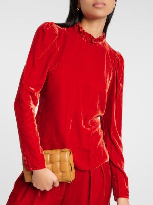 Bluză de catifea Ulla Johnson roșu