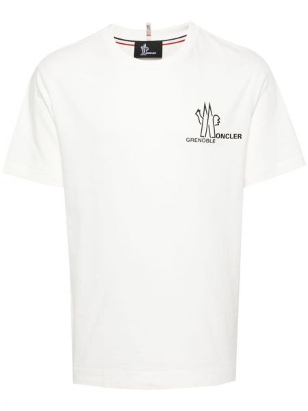 Koszulka bawełniana z nadrukiem Moncler Grenoble biała