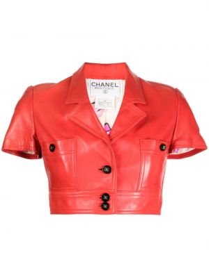 Kožna jakna Chanel Pre-owned crvena