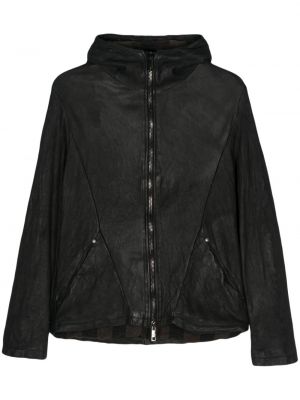 Kožna jakna s kapuljačom Giorgio Brato crna
