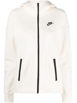 Mikina s kapucí na zip s potiskem Nike béžová