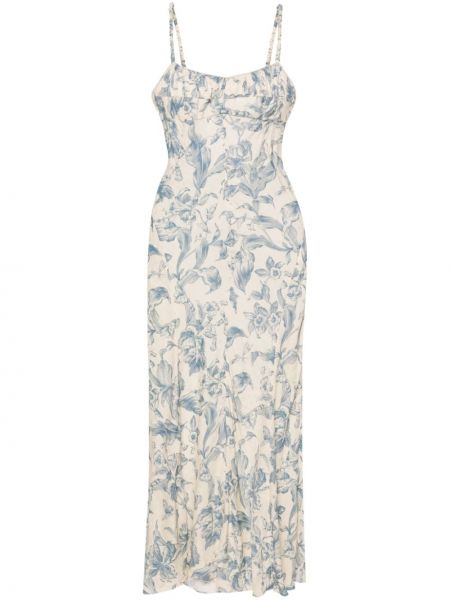 Φλοράλ μάξι φόρεμα με κορδόνια με σχέδιο Sandro μπλε