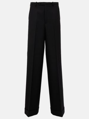 Vlněné rovné kalhoty relaxed fit Gucci černé
