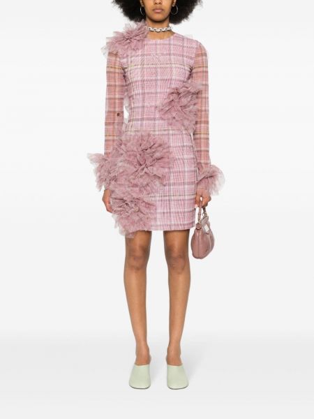 Sukienka mini w kwiatki Acne Studios różowa