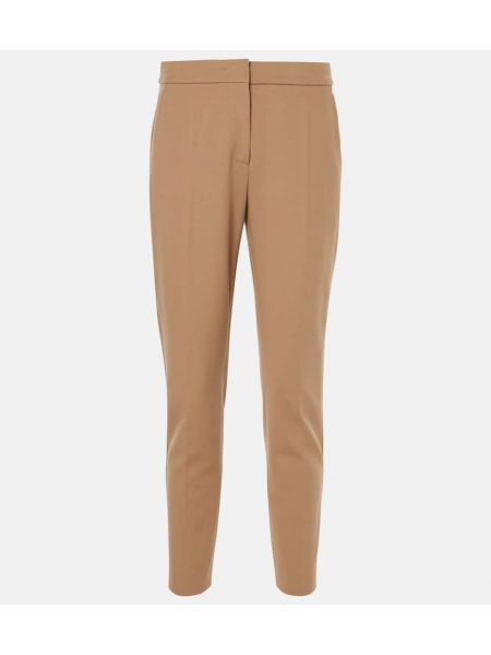 Slim fit byxor med raka ben i jersey Max Mara brun