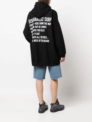 Oversize kapučdžemperis ar apdruku Dsquared2 melns