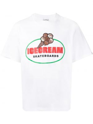 Тениска с принт с кръгло деколте Icecream бяло