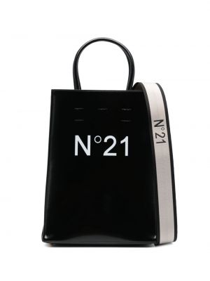 Usnjena nakupovalna torba s potiskom N°21 črna
