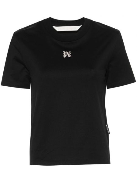T-shirt brodé en coton Palm Angels noir