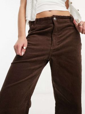 Вельветовые прямые брюки Monki коричневые