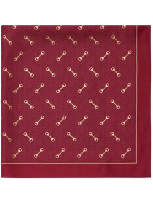 Fular de mătase cu imagine Gucci roșu