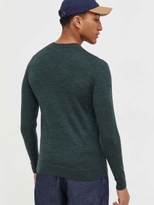 Vlněný svetr Superdry zelený