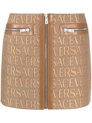 Kožna suknja Versace smeđa