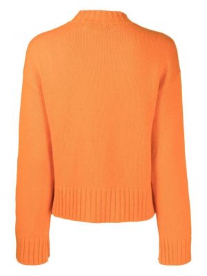 Sweter z kaszmiru z dekoltem w serek Pringle Of Scotland pomarańczowy