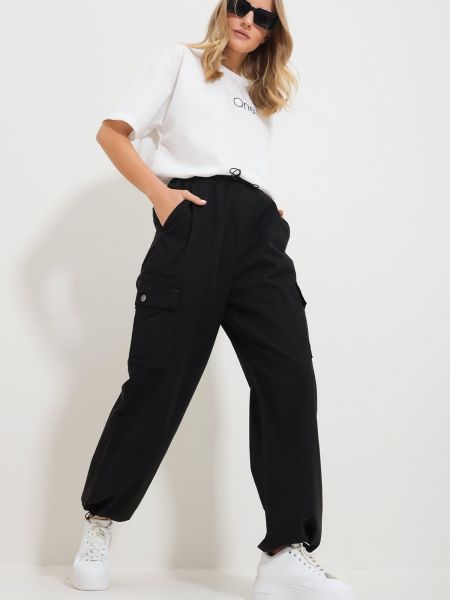 Pantaloni cargo Trend Alaçatı Stili negru