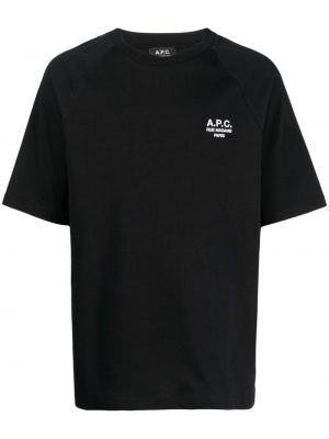 Pamut hímzett póló A.p.c. fekete
