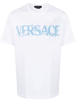 Памучна тениска с принт Versace