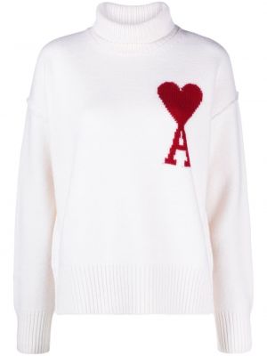 Sweter wełniany Ami Paris biały