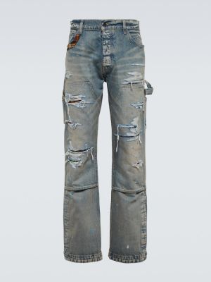 Kockované džínsy s rovným strihom Amiri modrá