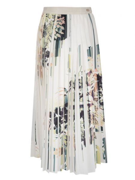 Spódnica midi z nadrukiem plisowana Agnona beżowa