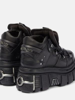 Sneakerși din piele cu platformă Vetements negru