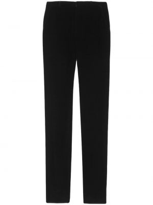 Sametové rovné kalhoty Saint Laurent černé