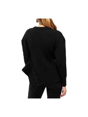 Jersey de lana de tela jersey asimétrico Alexander Mcqueen negro