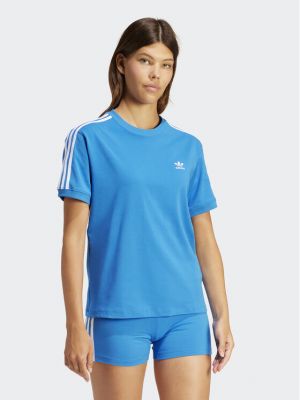 Dryžuotas marškinėliai Adidas mėlyna