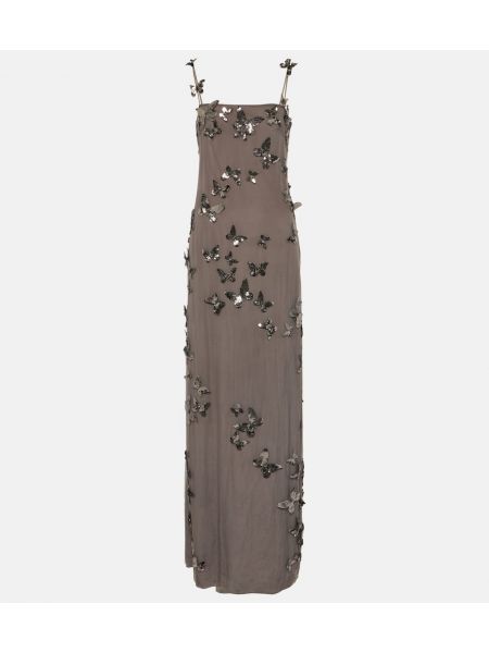 Μάξι φόρεμα από τούλι Blumarine ασημί