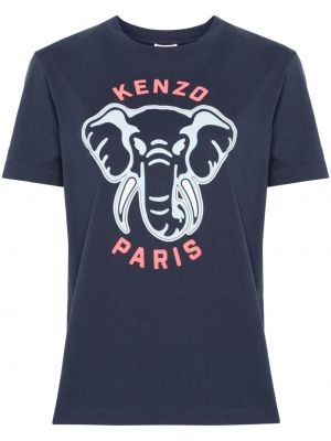Памучна тениска с принт Kenzo синьо