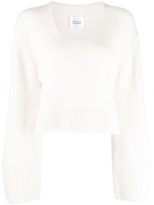 Pull en laine col rond Galvan London blanc