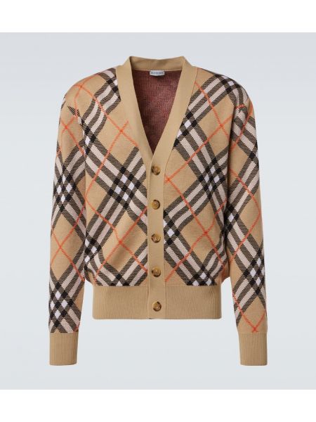 Rutet ull strikkegenser Burberry brun