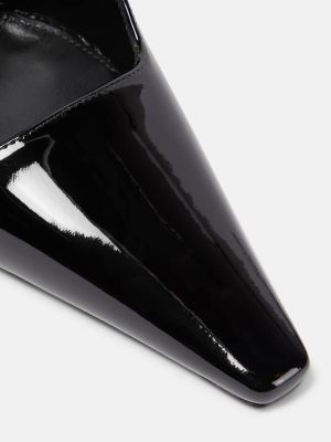 Pantofi cu toc din piele de lac slingback Saint Laurent negru