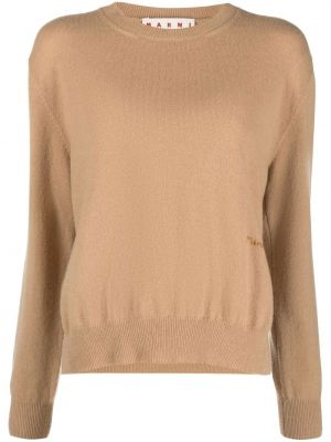 Pull brodé en cachemire Marni marron