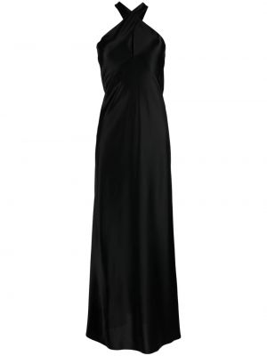 Σατέν βραδινό φόρεμα Galvan London μαύρο
