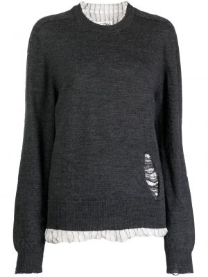 Вълнен пуловер с разкъсвания Maison Margiela сиво