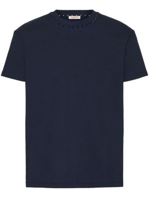 Тениска с кръгло деколте с шипове Valentino Garavani синьо