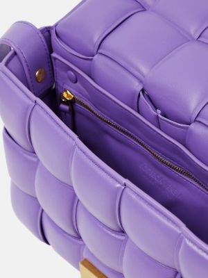 Kožená kabelka Bottega Veneta fialová